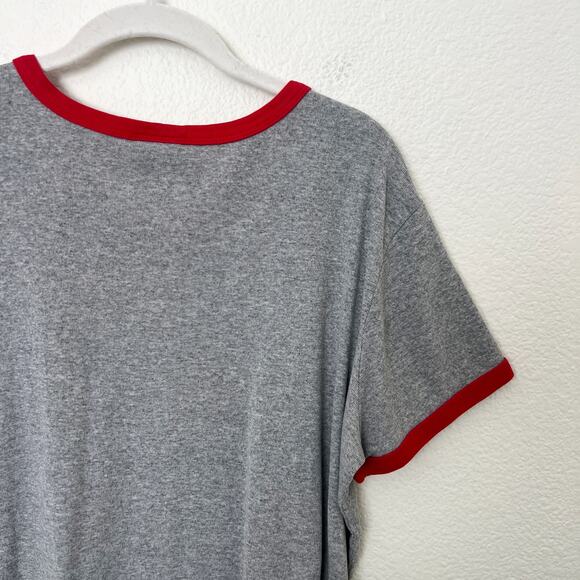 [Vintage] Y2K Disney Mickey Mouse Ringer Tee Short Sleeve Crop Crew Neck Sz XL - Picture 7 of 10